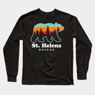 St. Helens Oregon Mountain View Bear Retro Outdoors Long Sleeve T-Shirt